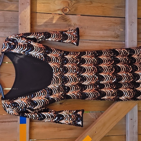 Privy Black and Gold Sequin Long Sleeve Dress - Picture 3 of 4